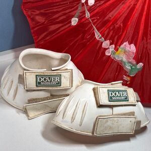 Dover Saddlery White Ribbed Velcro XL Horse Bell Boots Used